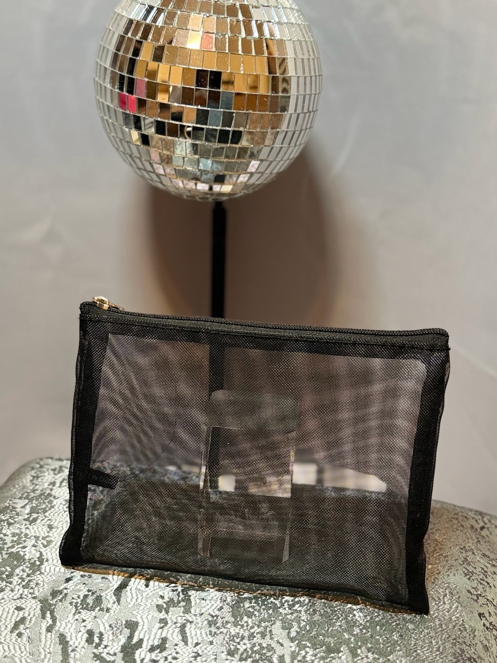Giorgio Armani Black Mesh Makeup Pouch